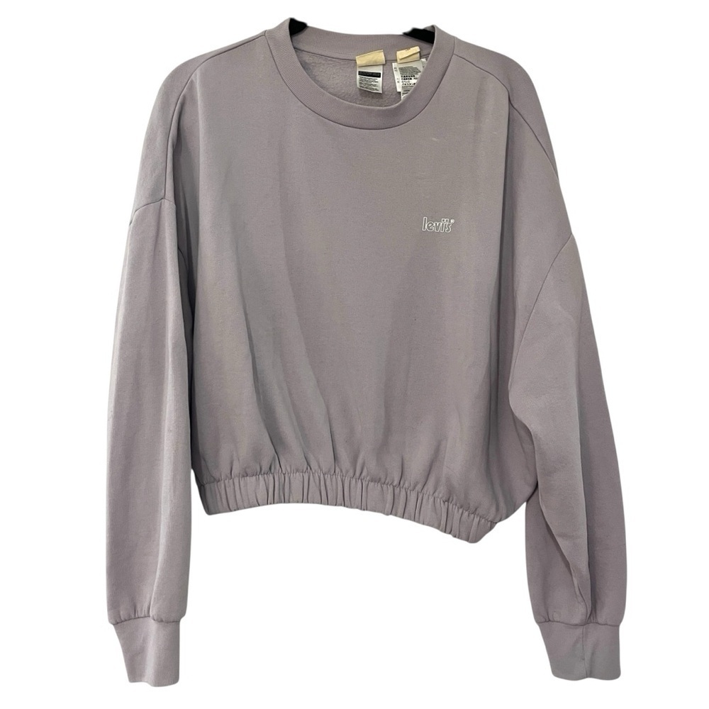 Levi’s Cropped Pullover Sweatshirt Lilac Purple Boxy Streetwear Women’s L - Picture 4 of 10